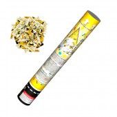 Пневмохлопушка 30 см. КОНФЕТТИ: наполнение - прямоугольники - 100% двухсторонняя фольга, 10х20 мм, ц... Пневмохлопушка 30 см, прямоугольники золото и серебро